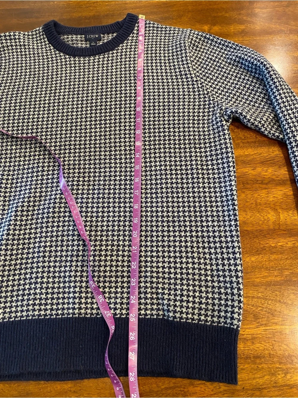 J. Crew crewneck houndstooth sweater men’s large pullover lambswool preppy